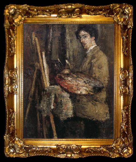 framed  James Ensor Self-Portrait at the Easel, ta009-2